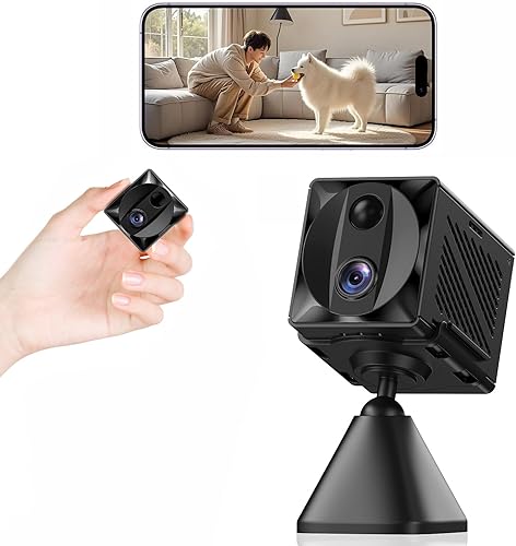 Mini cámara 4K HD WiFi para seguridad en interiores, batería de 100 días con control de aplicación, detección de movimiento y visión nocturna,