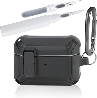 AirPods Pro 2 Case Cover Men Lock with Cleaning Pen Kit, Protective Cover with Case Cleaner, Compatible with AirPods Pro Case, Shockproof Hard-shell Rugged Shell for Air Pods Pro 2nd/1st Generation