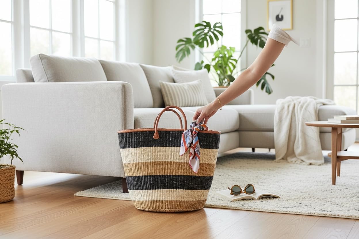 Medium Mifuka Bag Beach Bag Kiondo Kenya Fair trade - Color Block Medium: D:14" x H: 15" With Straps: 20"