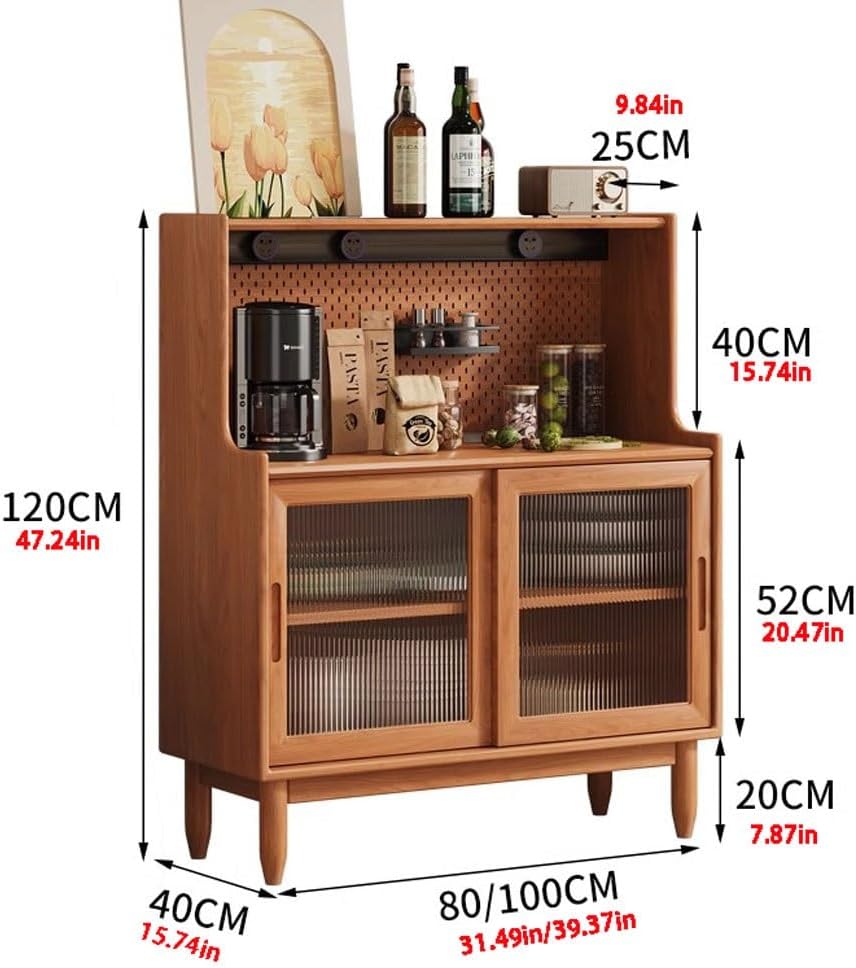 Sideboard Cabinet Solid Wood Sideboard Scandinavian Sofa Sideboard Dining Cabinet Storage Cabinet Hole Board Power Rail Against The Wall One Tea Cabinet Sideboard Cabinet With Drawers(Cherry 100cm(Hol