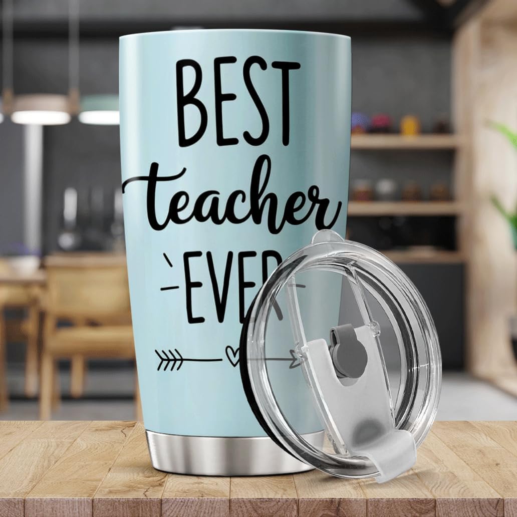 CUBICER Best Teacher Ever Tumbler Gift For Teachers Stainless Steel Insulated Travel Cup 20 Oz Durable Spill Proof Coffee Mug Appreciation Present Cool Drink Heat Bottle Hot Outdoor image 5