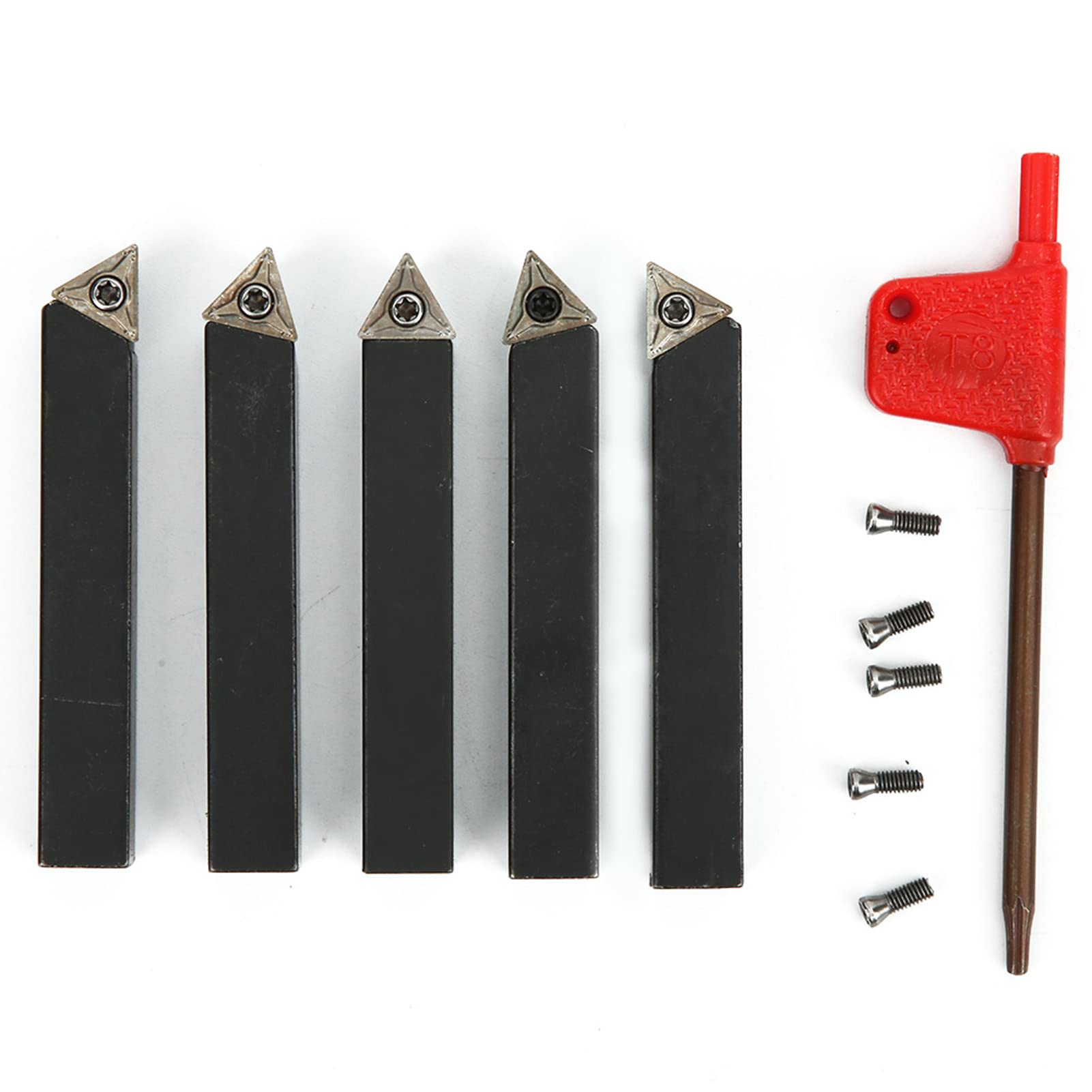 Juego de Herramientas de torneado Indexable de 5 uds., 3/8 pulgadas, tornos de mecanizado de carburo cementado, herramientas de revestimiento de corte