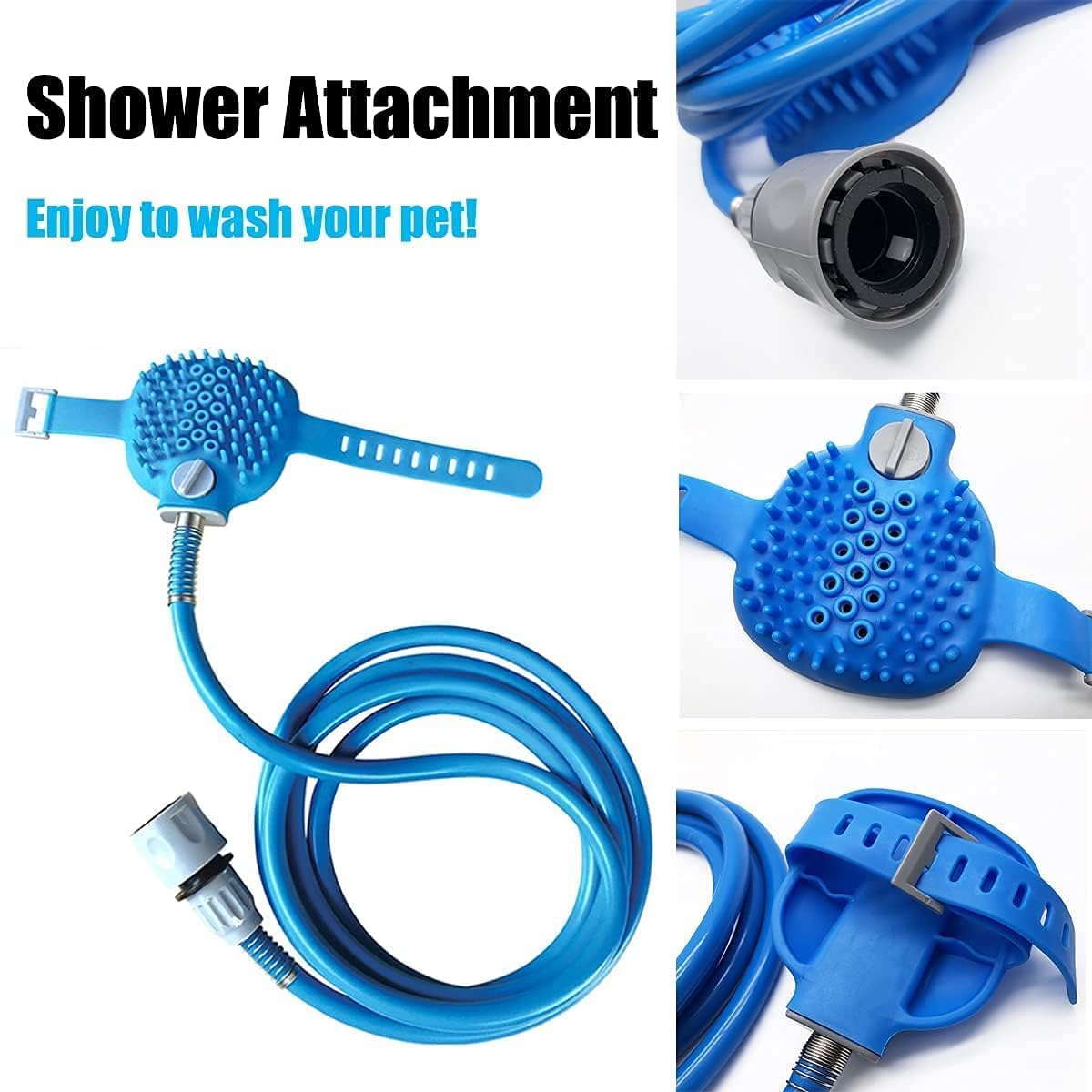 WAGMART Dog and Cat Shower Attachment, Shower Sprayer and Scrubber, Pet Bath Brush with Indoor & Outdoor Adaptors, Pet Bathing Tool, Massager Shower Sprayer, Shower Accessories for Dog Cat Horse Grooming Visit the WAGMART Store 1