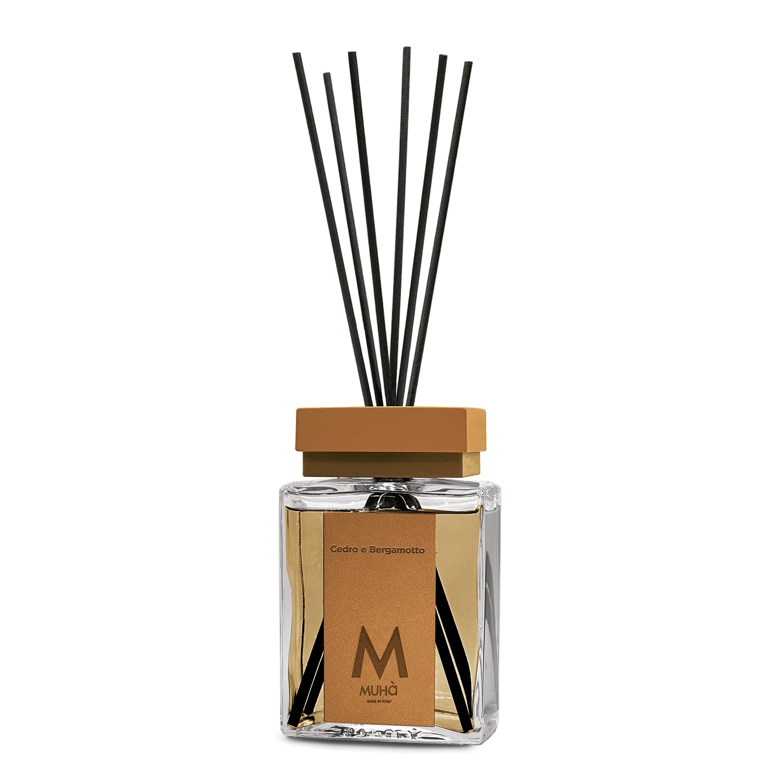 MUHA' Perfume Dyfuzor zapachowy, cytrus i bergamotka, dyfuzor do pomieszczeń z patyczkami, 200 ml