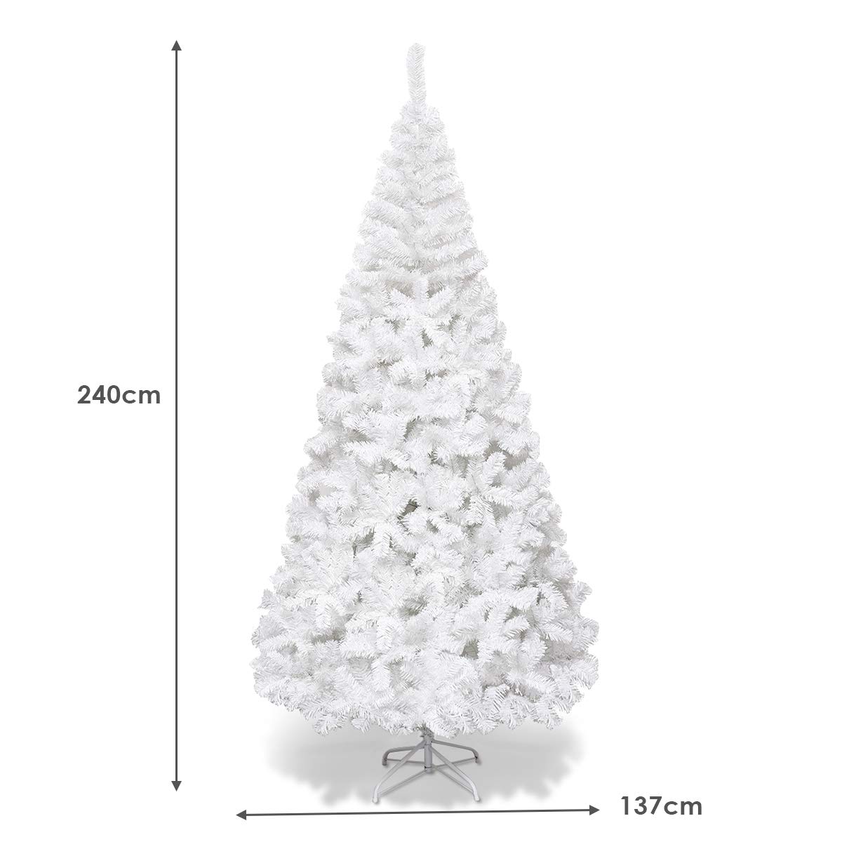LIFEZEAL Sapin de Noël Blanc Artificiel en PVC avec Branches Denses, Support en Acier, Arbre de Noël, Décoration de Noël pour Maison, Bureau, Blanc (240)