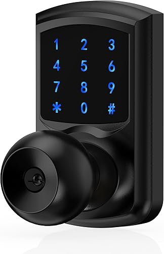 Hidalife Cerradura de puerta de entrada sin llave con código, cerradura de puerta con teclado con asa, cerradura digital de pantalla táctil con