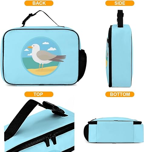 Miniatura 4 de Lonchera reutilizable con diseño de gaviota con diseño de pájaros, bolsa térmica para almuerzo, contenedor de comida para mujeres, niños, niñas,