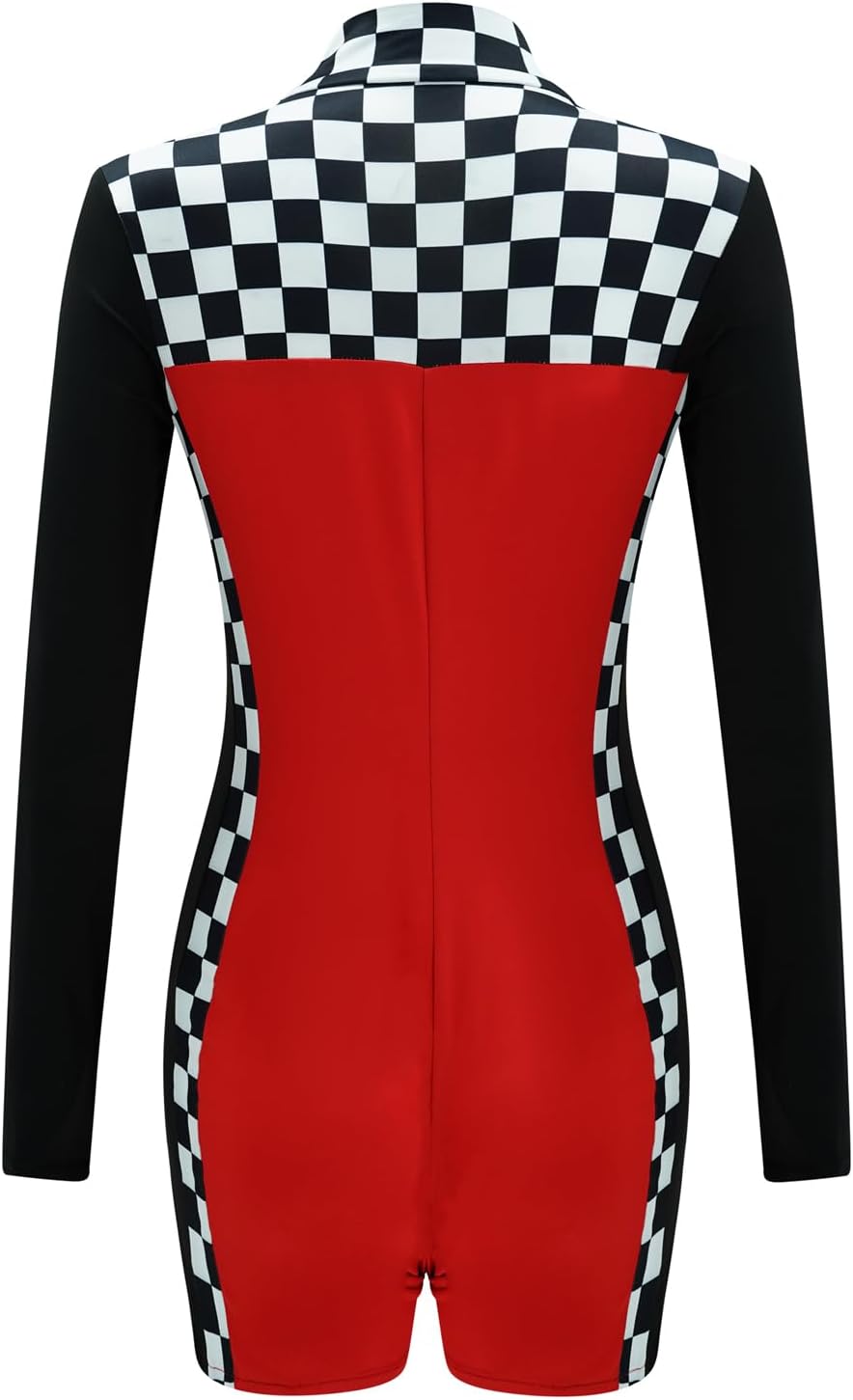 Racer-Costume for Women-Race Car Driver-Jumpsuit, Sexy Racer Jumper Bodysuit Outfit Set Halloween Costumes for Adult - Image 4