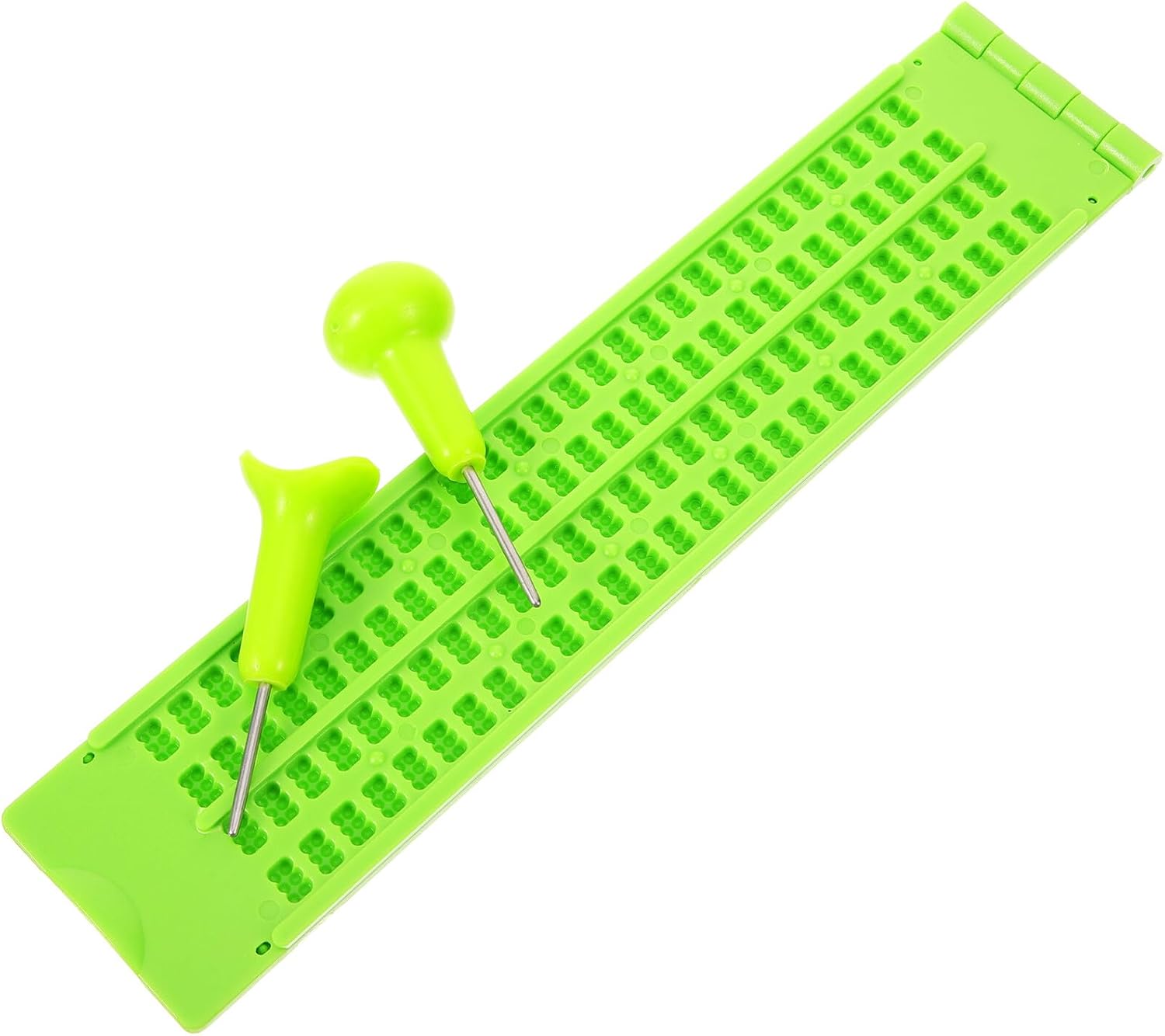 Ipetboom Reusable Braille Writing Board 4-line 28-Cell Plastic Braille Plate with 2 Stylus Pens Set for Blind Learning and Visual Impairment Aids