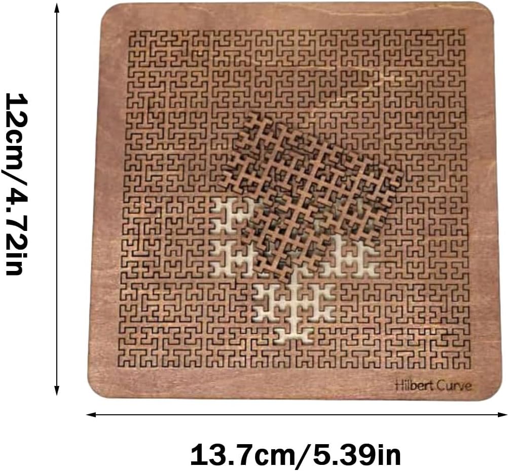 Fractal Tray Puzzle - Challenging Wooden Jigsaw with Irregular Curves, Reverse Thinking Puzzles for Adults, Mind Bending No-Image Design (Wood)