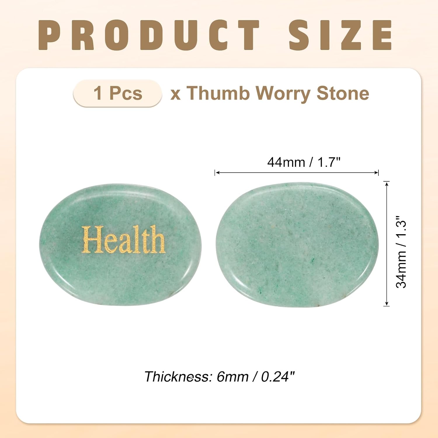 PATIKIL Natural Thumb Worry Stone, 1.7"x1.3" Oval Crystal Stone with Inspirational Words, Pocket Rock Anxiety Crystals for Women Stress Gifts Meditation, Green Aventurine(Health)