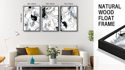Miniatura 7 de Large Framed Wall Art Canvas - Natural Framed Art Abstract Canvas Pictures for Living Room Modern Canvas Prints for Bedroom Black Float Framed