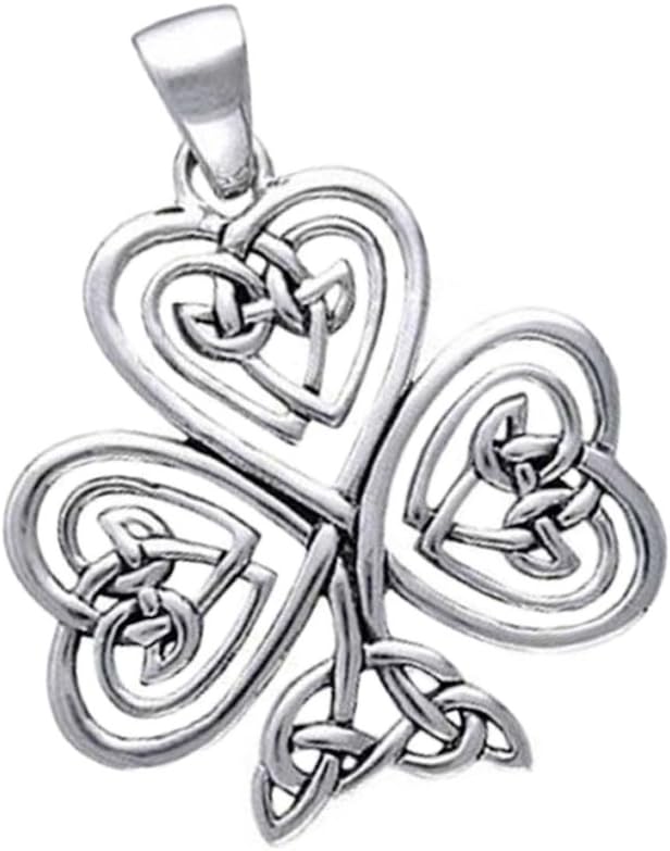 HCGems Sterling Silver Small Filigree Celtic Lucky Shamrock Pendant