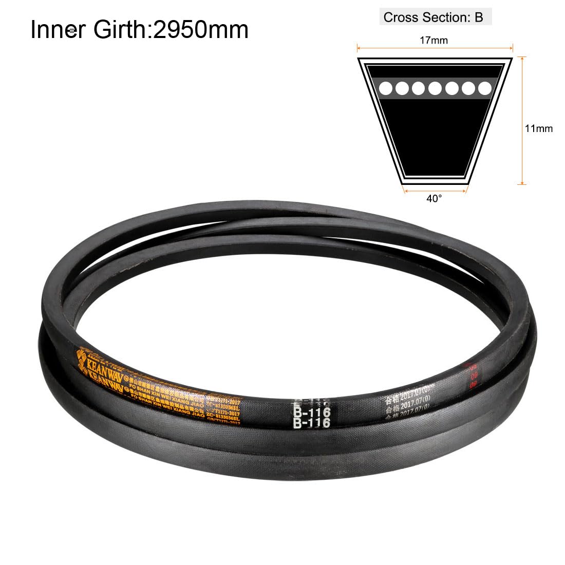 uxcell B-116 V-Belts 116" Inner Length, B-Section Rubber Drive Belt — Amazon image 2