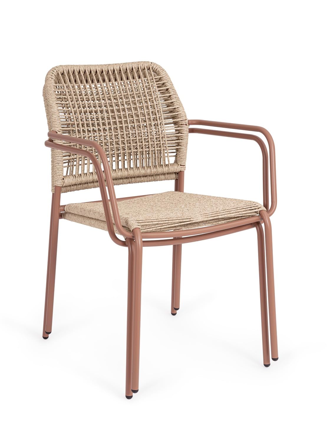 Bizzotto Silla con reposabrazos JABLE Coral, aluminio, trenzado de fibra sintética