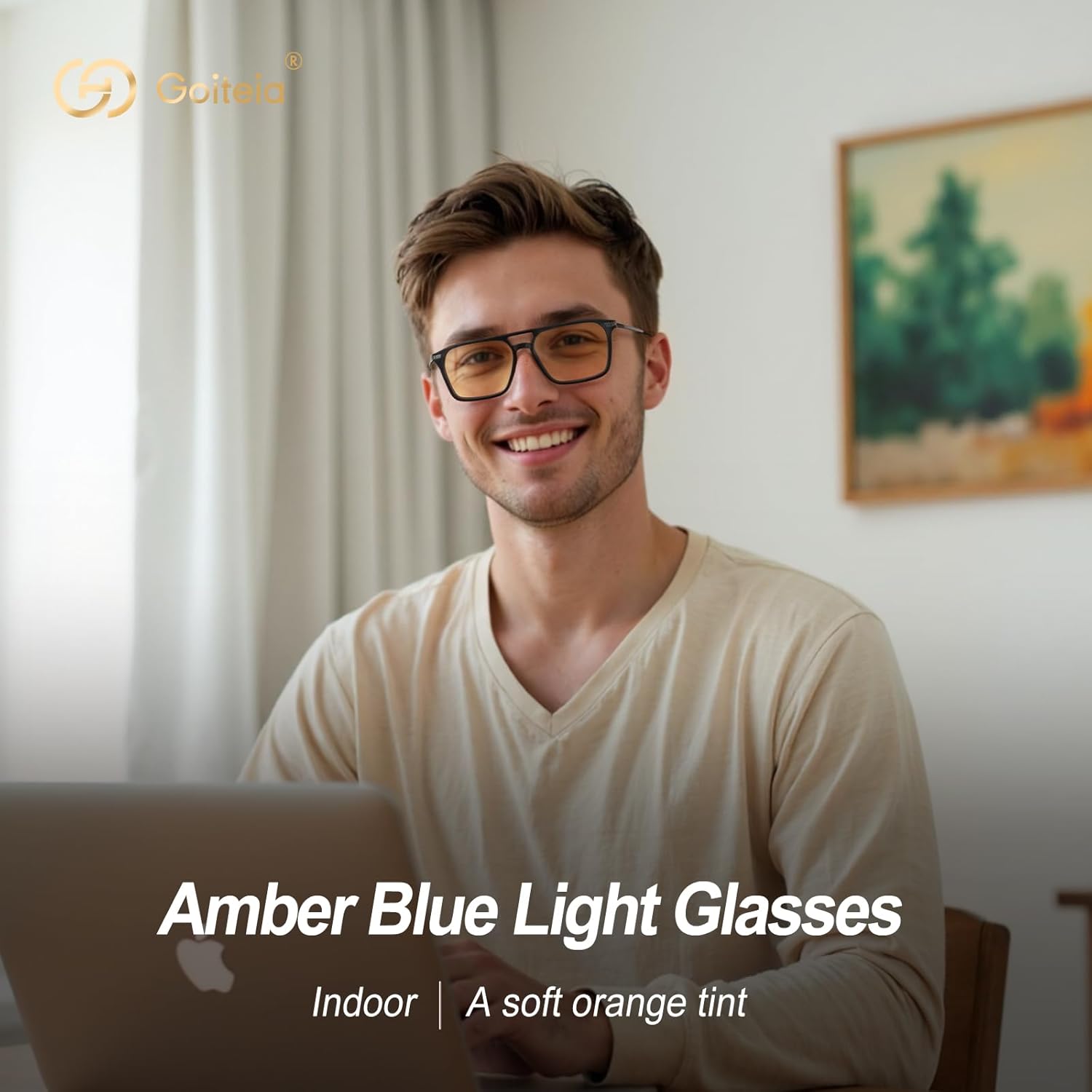 Goiteia Orange Blue Light Blocking Glasses-Retro 70s Blue Light Glasses for Men Women, Easier Sleep and Migraine Relief - Image 2