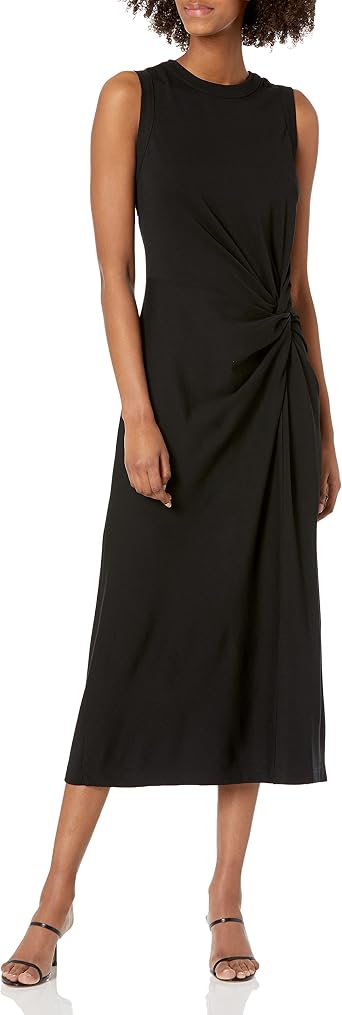 Club Monaco Women's Twist Front Knit Maxi Dress, Black, X-Large, Black, X-Large Clothing, Shoes & Accessories