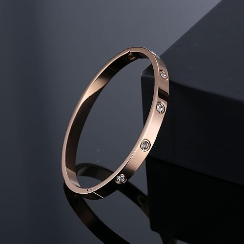 Miniatura 3 de YCSLYW Women's Stainless Steel Bracelet Jewelry Crystal Bracelet With Cube Zircon Hinge Jewelry oval Bangle Witness the Gift of Love