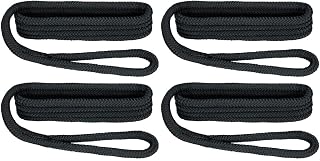 Extreme Max 3006.3383 BoatTector Premium Double Braid Nylon Fender Line Value 4-Pack - 3/8" x 6', Black