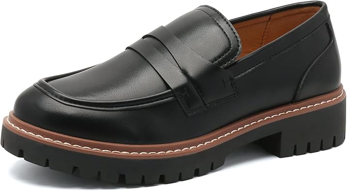 Round Toe Chunky Loafers Women Platform Loafers for Women