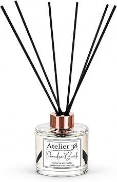 Atelier 38 Paradise Beach Reed Diffuser for Home 120ml - Luxury Reed Diffusers for Home Fragrance, Long Lasting Air Diffuser & Bathroom Air Freshener - Home essential