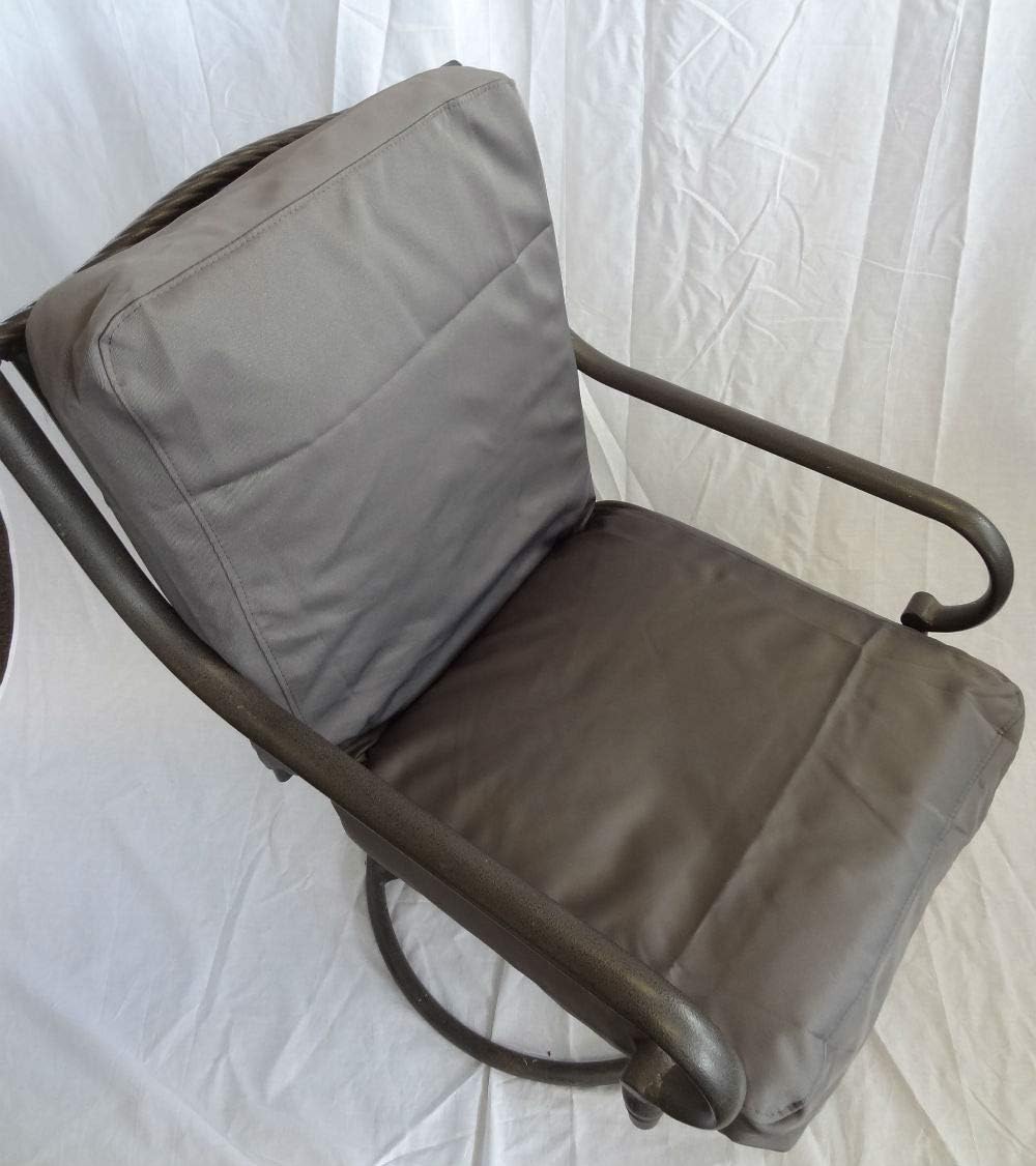 Patio Dining Chair Cushion Covers, Set of 6 for 6 Chairs. Max 20 x 20 x 4 Cushion Size. Top and Bottom Cushions in Same Gray Twill Covers. Machine Washable NO Foam, NO Inserts