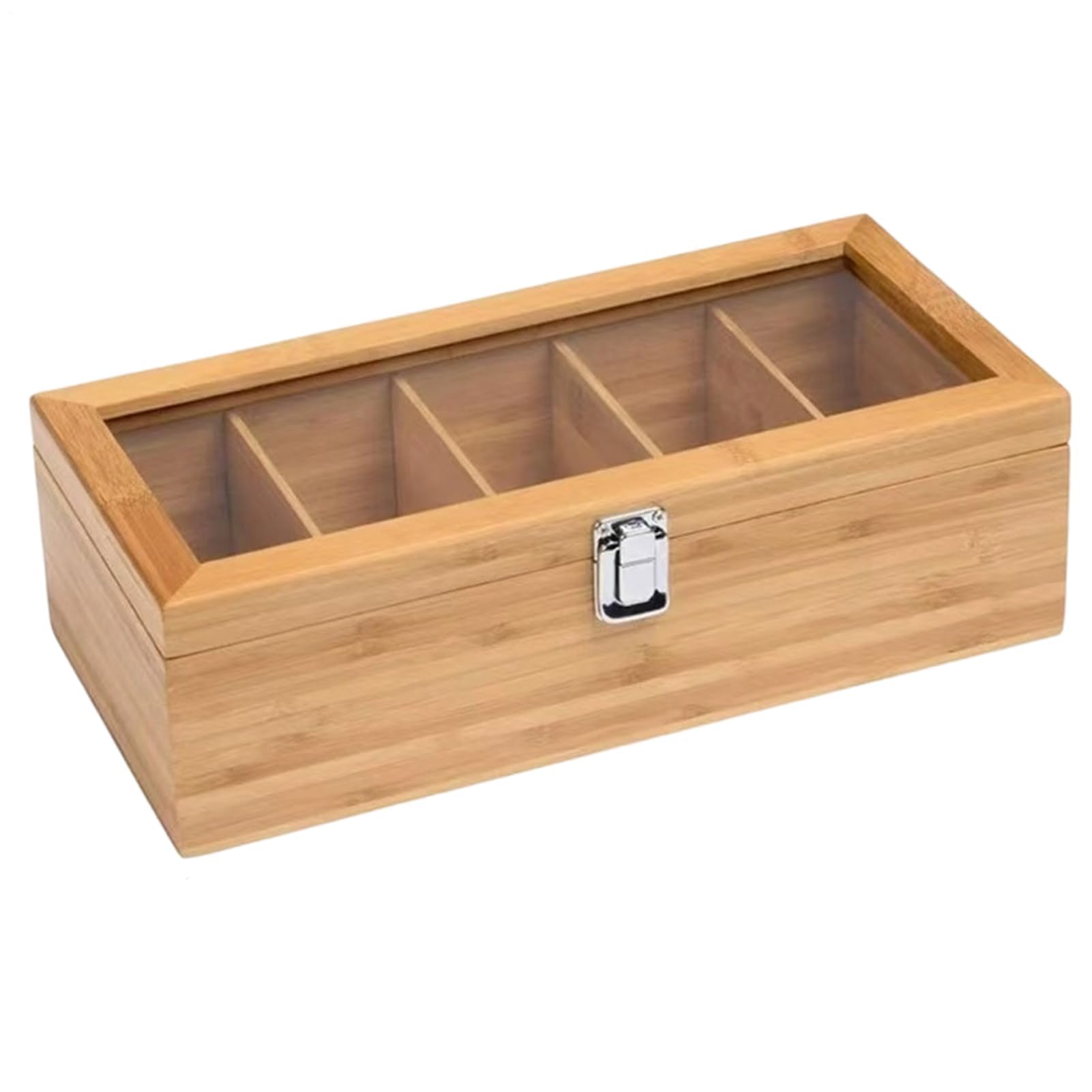 Caja de té con múltiples compartimentos: organizador de madera para cocina, café, azúcar, especias, almacenamiento de bolsas de té y soporte para cápsulas, bandeja de cajón versátil para condimentos y