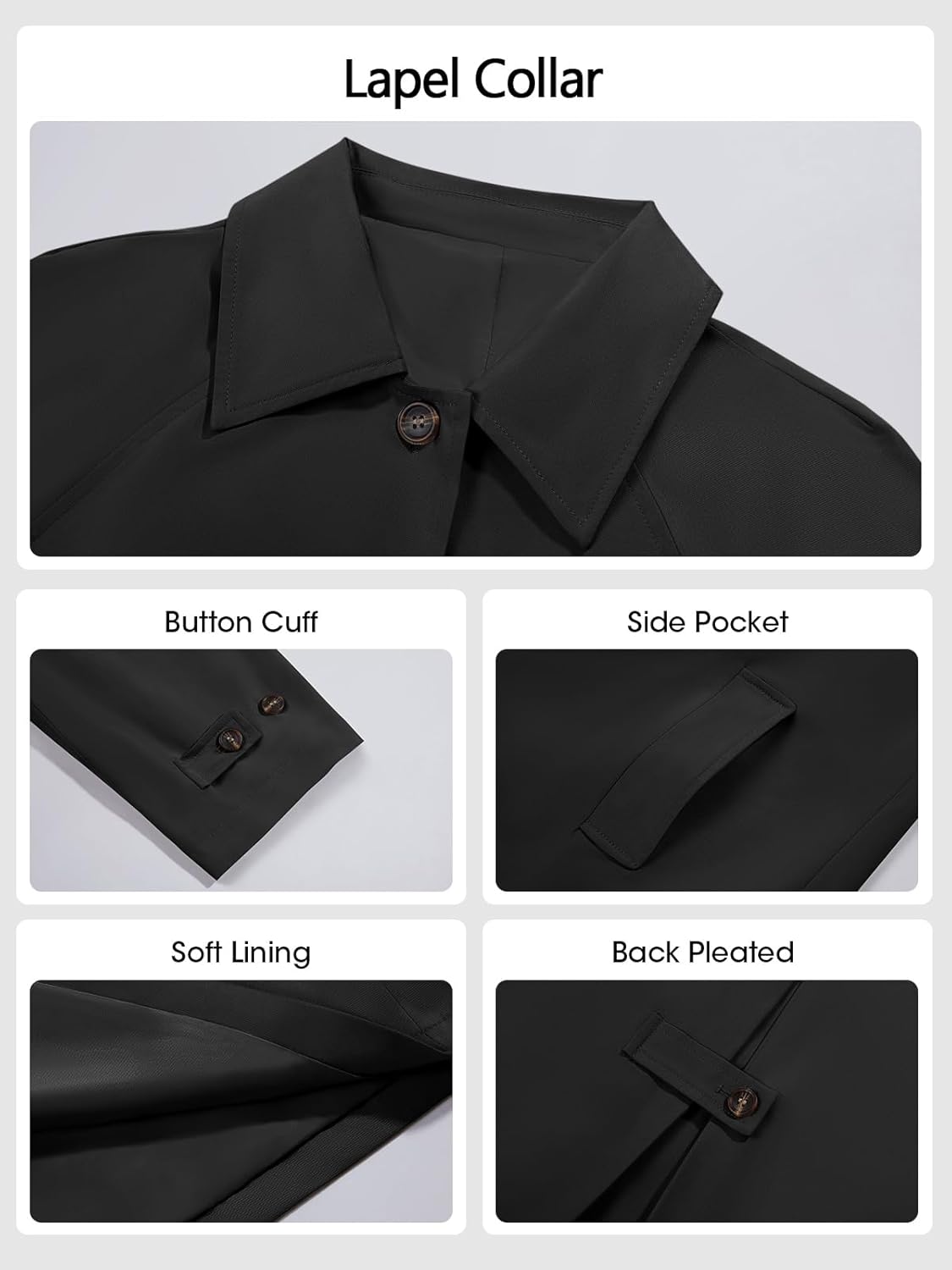 Tankaneo Womens Long Trench Coat Single Breasted Oversized Windproof Classic Lapel Fall Overcoat - Image 5