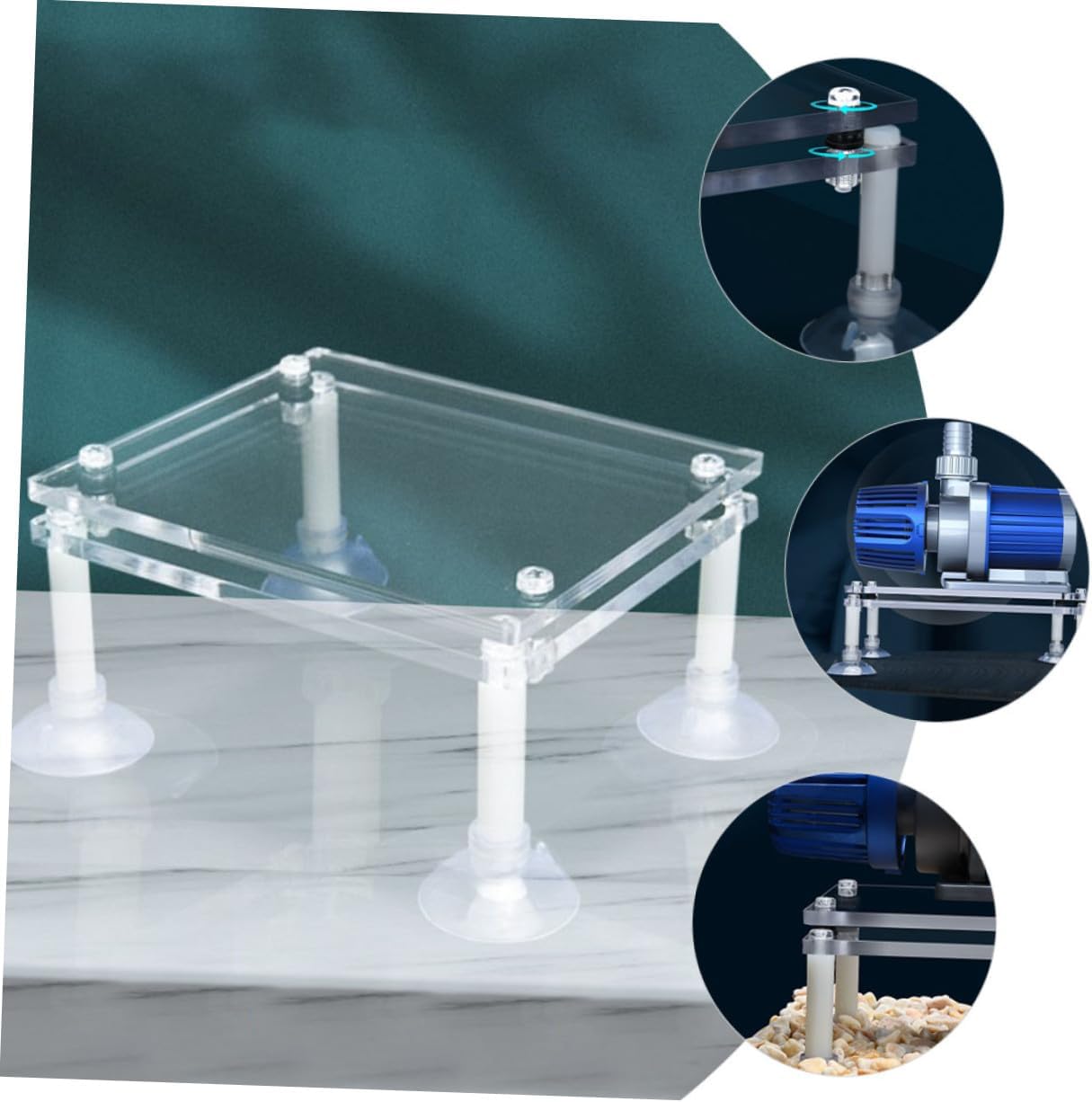 COLLBATH Aquarium Submersible Water Pump Holder Shockproof Rack Medium Size Sand-Proof Stand for Fish Tank Pump Accessories