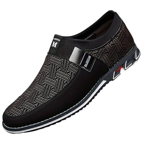 Clolinde of Men's Fashionable Business Casual Casual Shoes, Formal Walking Shoes Large Size Middle-Aged Men's Shoes (32862 Brown,8.5)