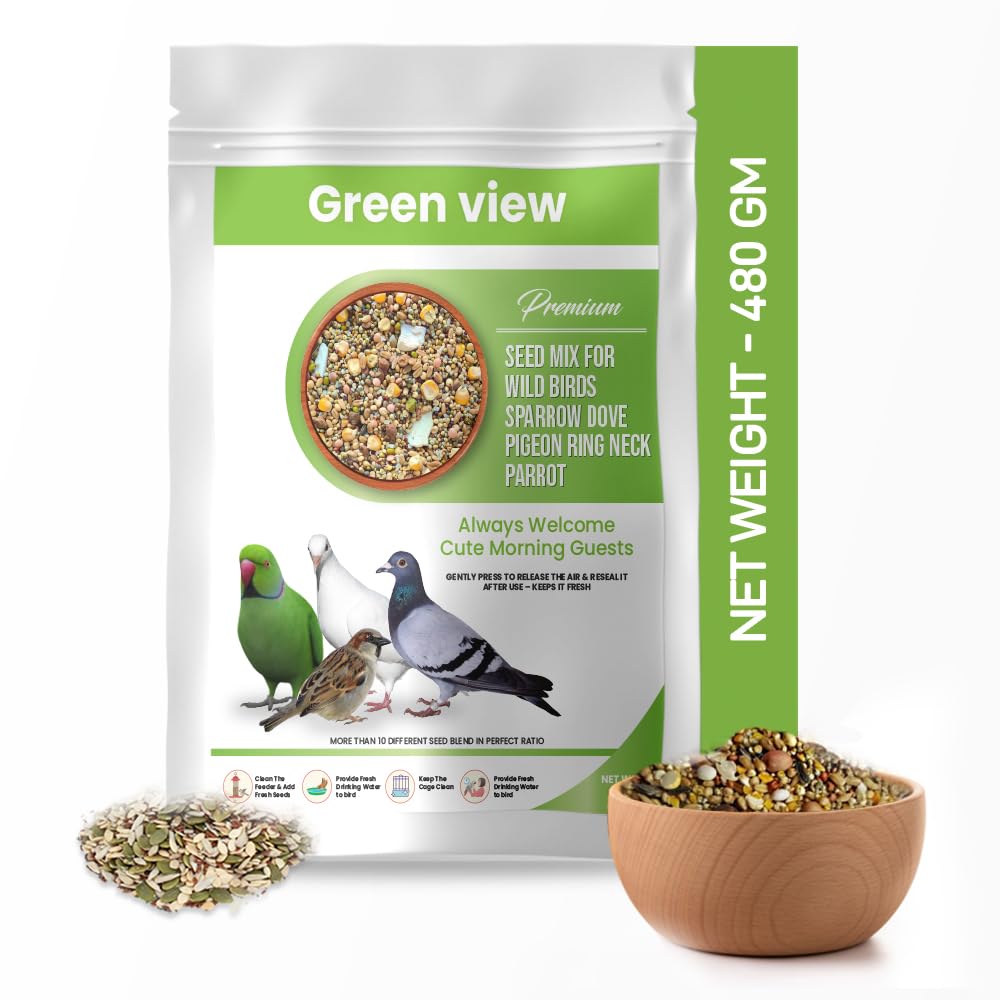 Green view|Premium|Seed Mix for Wild Birds Sparrow|Dove| Pigeon|Ring Neck Parrot|Net Weight 480 GM More Than 10 Different Seed Blend in Perfect Ratio (B0CL9N779Z) Amazon Price History, Amazon Price Tracker