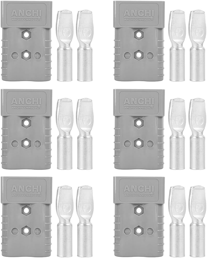 350A Forklift Battery Connector 2/0 AWG Gray 350A 600V Plug, Jumper Cable Plug Connect/Disconnect for Recovery Winch, Towing Systems (6PCS 350A Gray)