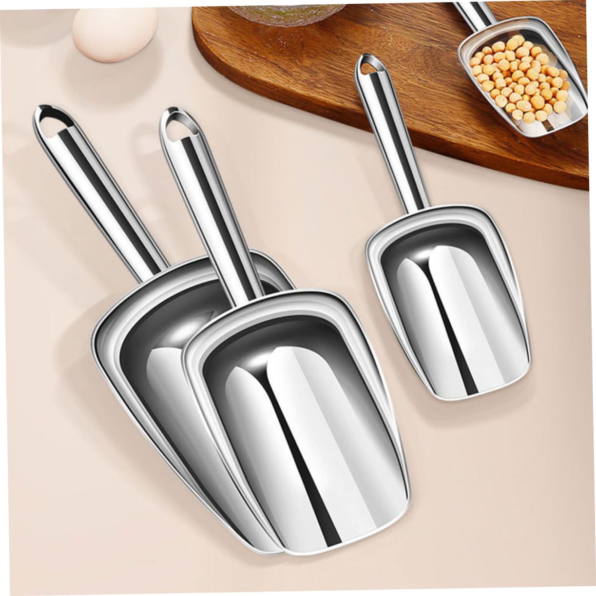 MAGICLULU 4pièces Cuillère à Glace Acier Pour Cuisine Et Bar Pelle Multifonctionnelle Pour Glace Farine Et Céréales Ustensile Ergonomique Avec Poignée Confortable