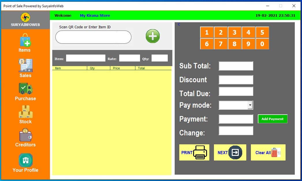 SuryaInfoWeb POS Billing Software for Retail Grocery/Kirana Store/Shop by SuryaInfoWeb