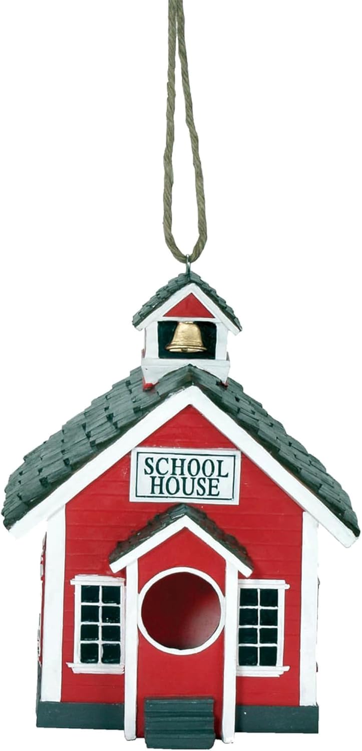 Spoontiques - Birdhouse - Garden Décor - Decorative Bird House for Yard and Garden Decoration - Hanging Novelty for Outdoor Patio - School House Birdhouse