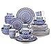 FGDSA Zestawy zastawy obiadowej 16/32-częściowy wzór boho mandala niebieska porcelanowa zastawa stołowa z talerzem obiadowym, talerzem deserowym, miską, kubkiem porcelanową zastawą obiadową (kolor: 32 szt.)