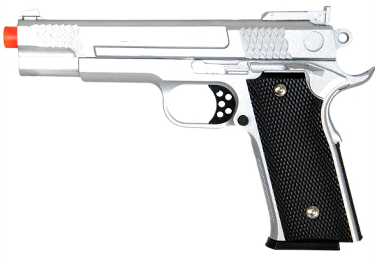UKARMS 350 FPS G20S Metal Airsoft Pistol -M945 Tactical Spring Handgun - Silver