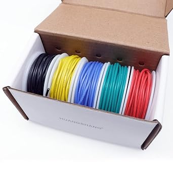 Treedix 5pcs 22AWG Wire Flexible Silicone Hookup Wire 22 Gauge Tinned Copper Jumper Wires Silicone Rubber Insulated 5 Color Cable