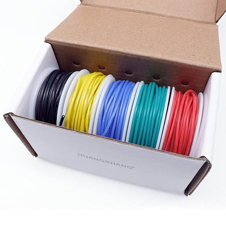 Treedix 5pcs 22AWG Wire Flexible Silicone Hookup Wire 22 Gauge Tinned Copper Jumper Wires Silicone Rubber Insulated 5 Color Cable