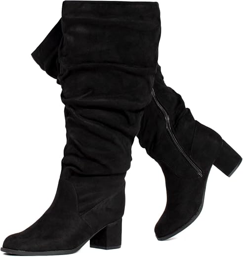 RF ROOM OF FASHION Women's Wide Calf Wide Width Chunky Heel Over The Knee Boots - Plus Size Friendly