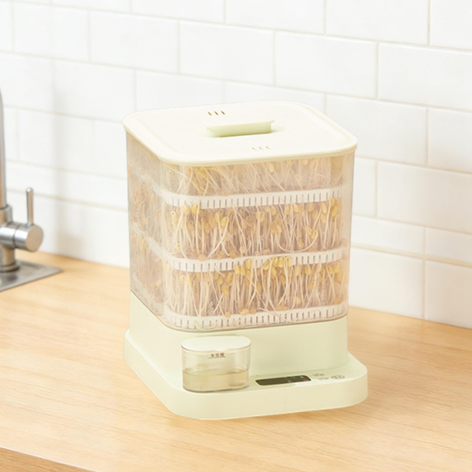 perfk Machine à germer Les graines de soja, kit de Germination, Appareil Intelligent et Polyvalent pour la Maison, 3 Modes saisonniers, yaourtière pour