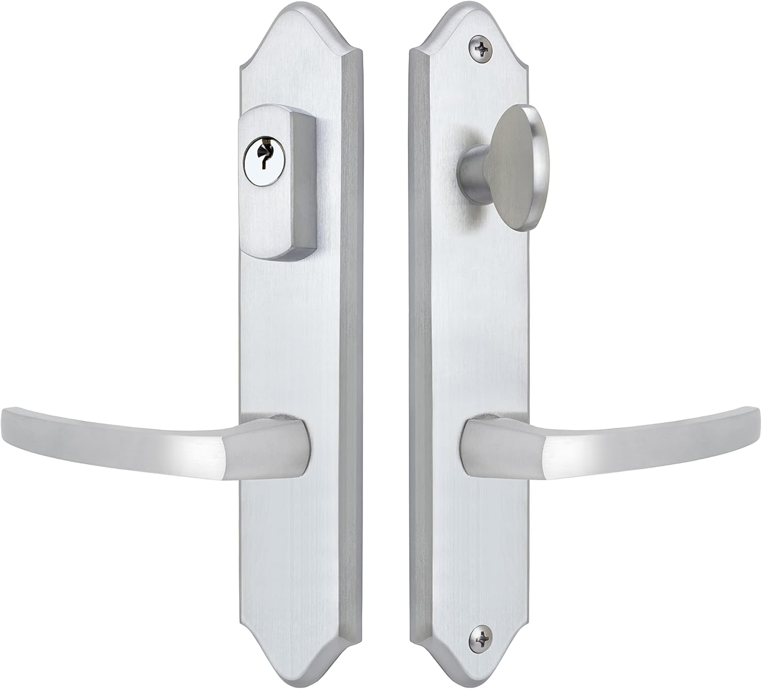 FPL Tuscany Solid Brass Active Trim Only Lever Set for Multipoint Lock, SC1 Keyway, Satin Chrome