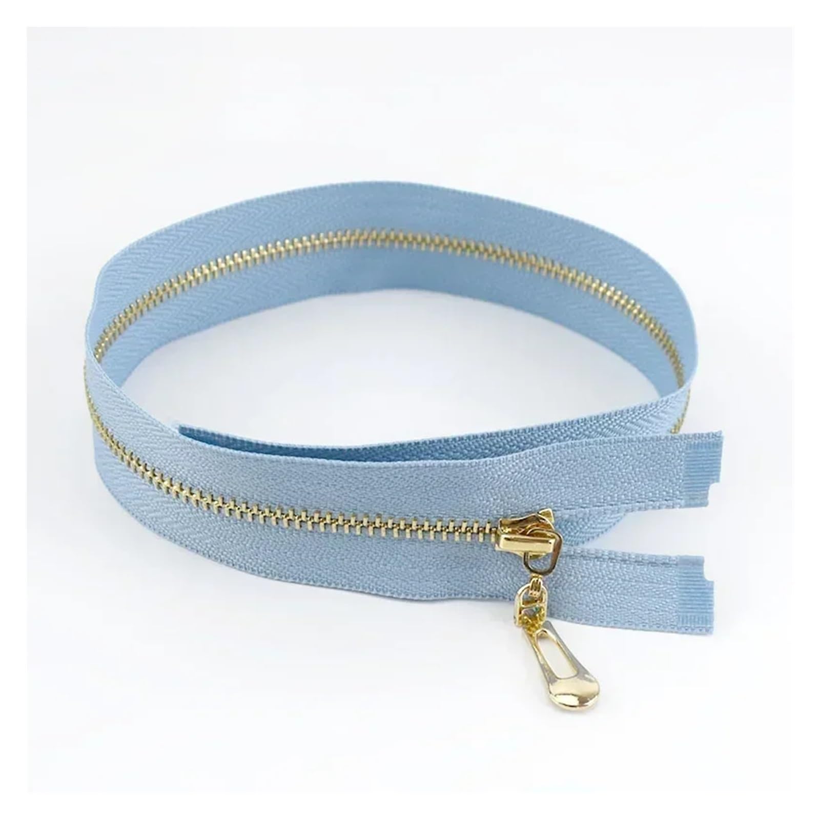 Cremalleras en Metal 5 Uds 3#15/18/20/25/30/40/50/60/70cm Cremallera De Metal Cremalleras Decorativas Para coser(B260-SkyBlueGold,OpenEnd-No3-70cm)