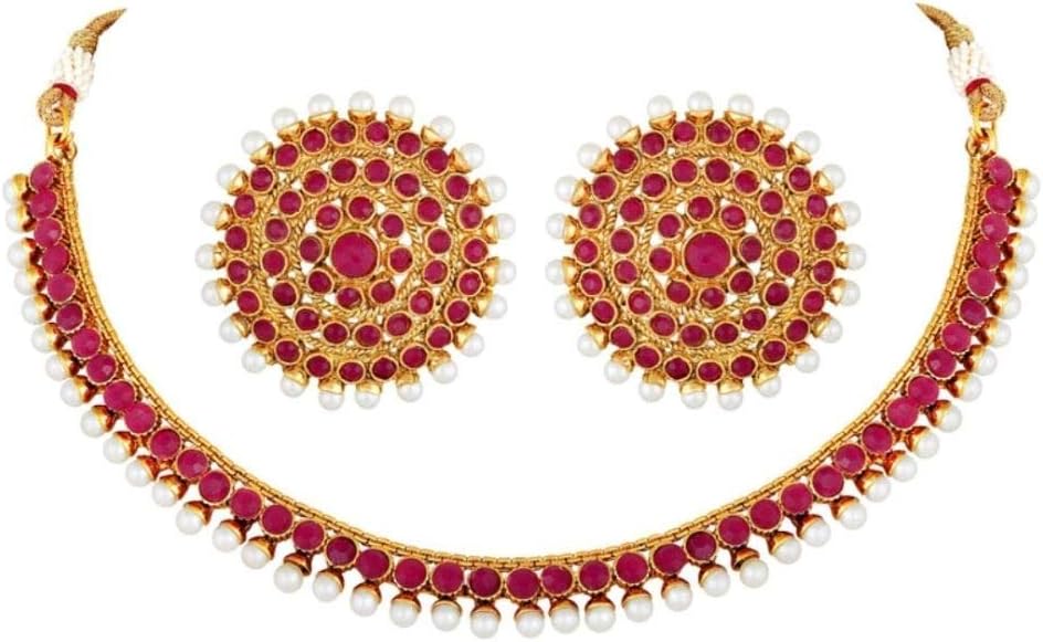 Mirraw Gold Plated Stylish Stone Studded Choker Necklace Jewellery Set For Women Jewellery For Womens & Girls - For All Occasion