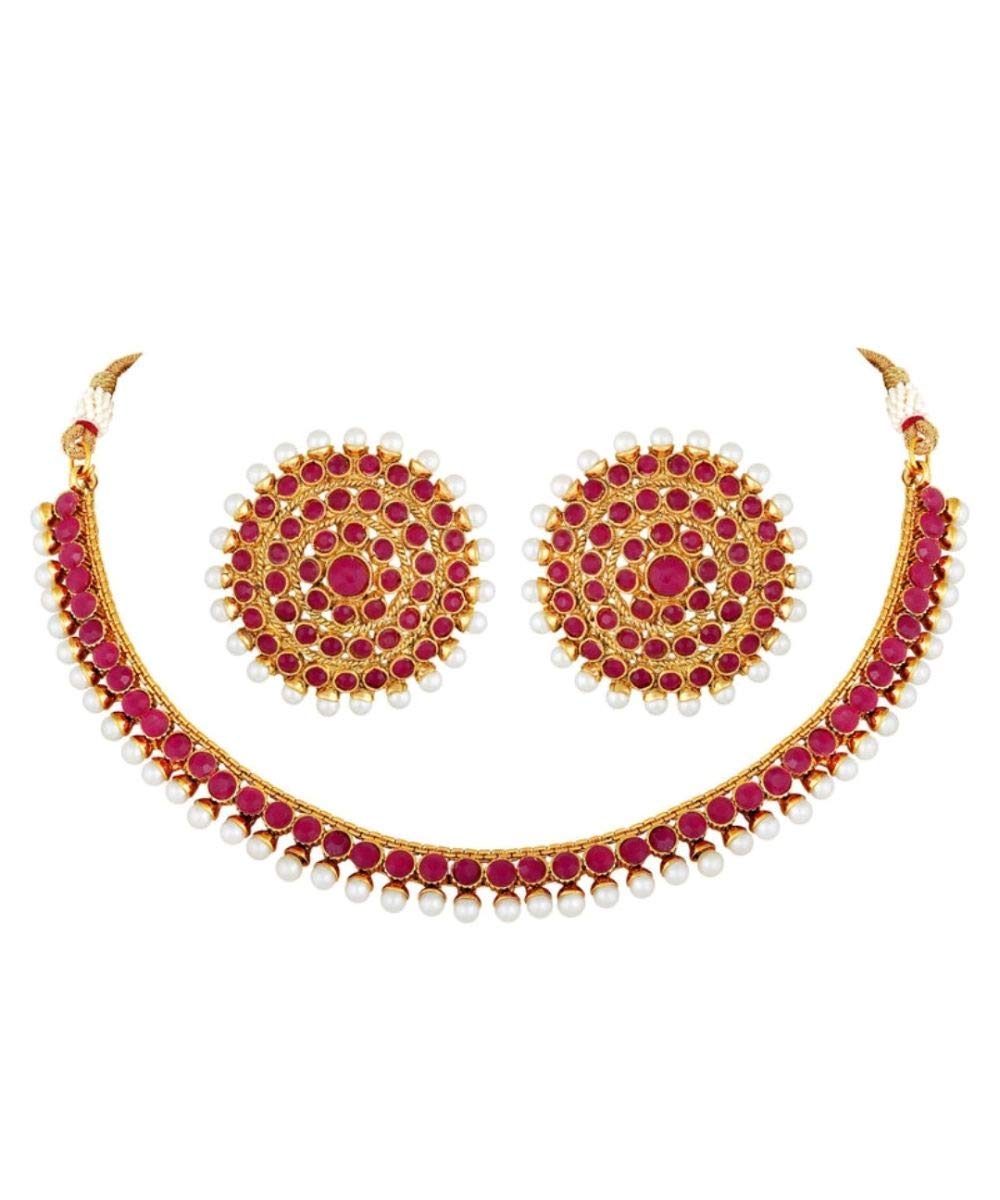 Mirraw Gold Plated Stylish Stone Studded Choker Necklace Jewellery Set For Women Jewellery For Womens & Girls - For All Occasion