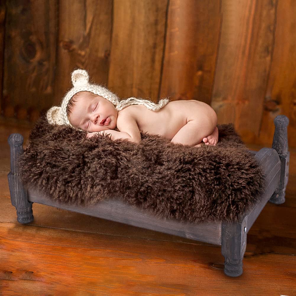 Eforcase Wooden Photography Prop Bed, Small Hanging Ornament for Newborn Photoshoot