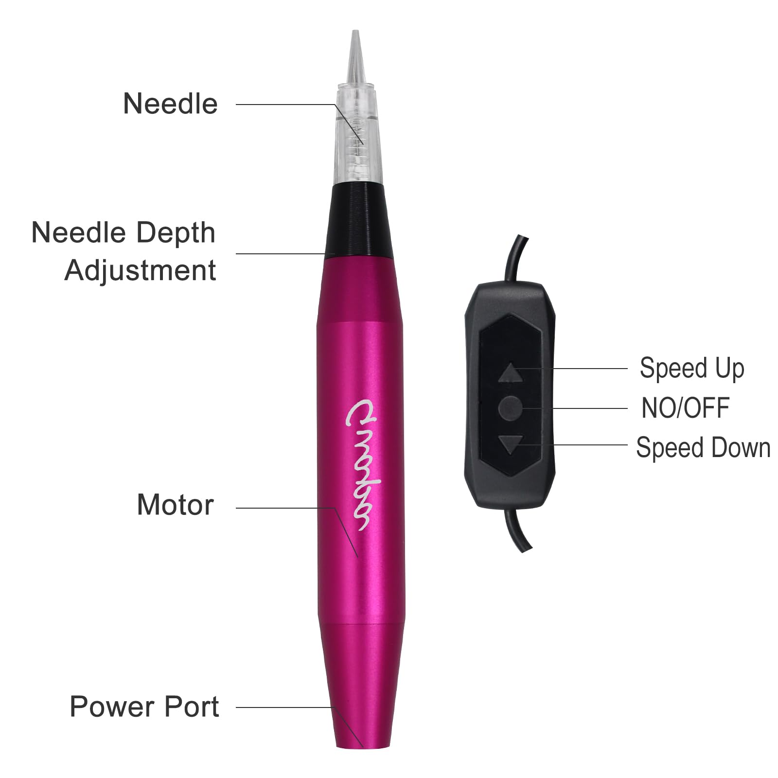 Stylo Machine Maquillage Permanent tatouage microblading Multifonctions machine tatouage avec des aiguilles 20pcs cartouche 1R (Rouge)