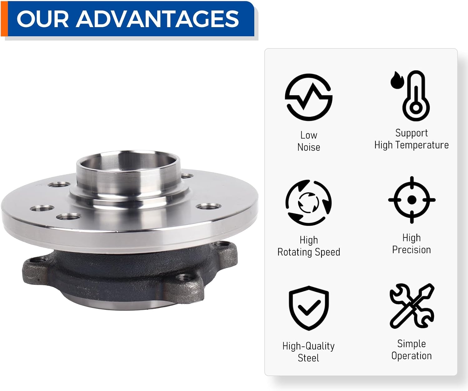 PAROD 2PCS 513226 Front Wheel Hub Bearing Assembly Fit for 2002-2006 Mini Cooper To 04/2006; 12mm Wheel Bolt Size w/ABS