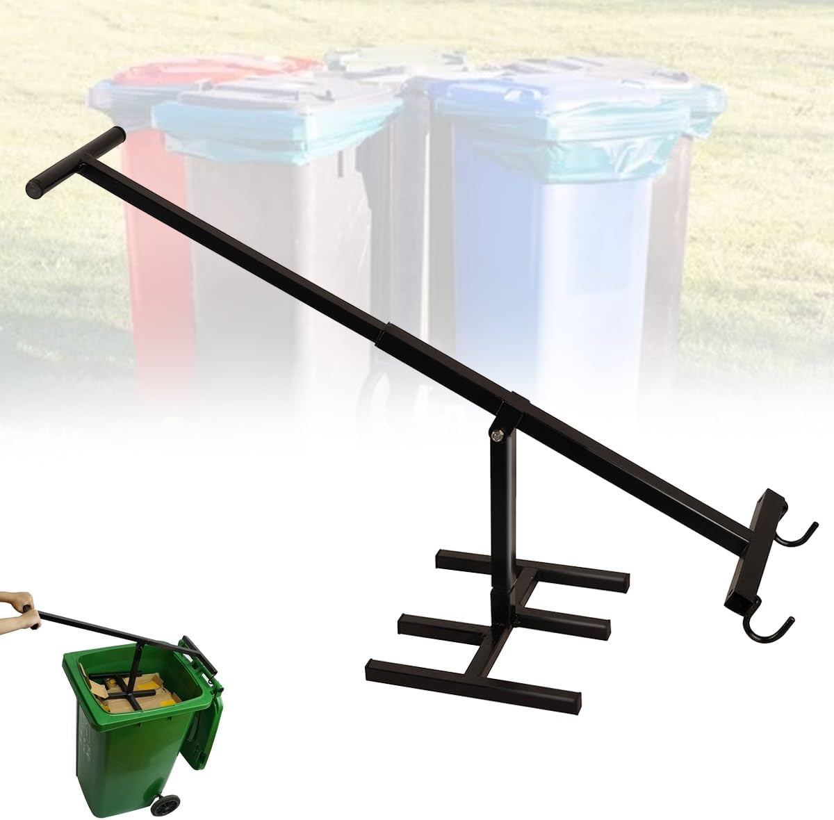 Bin Compactor, Touchless Manual Trash Compactor, Portable Wheelie Bin Compactor, Trash Can Compactor with Adjustable Handle for 120-360l Wheelie Bins