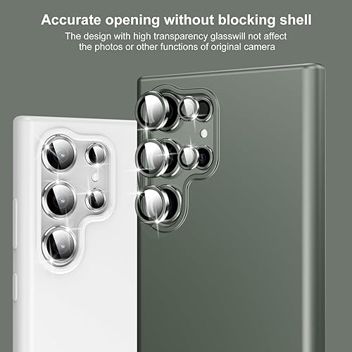 Miniatura 7 de Protector de lente de cámara para Samsung Galaxy S22 Ultra, cubierta de cámara de vidrio templado 9H, compatible con fundas, cubierta de lente de